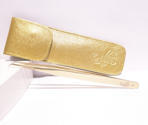 Pinza Curva Divaslashes Gold nº 2 (para aislar pestañas con facilidad) (PINZA-002)
