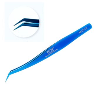 Pinzas extensiones de Pestañas Serie Raimbow CURVA (Azul) (PINZA-027)