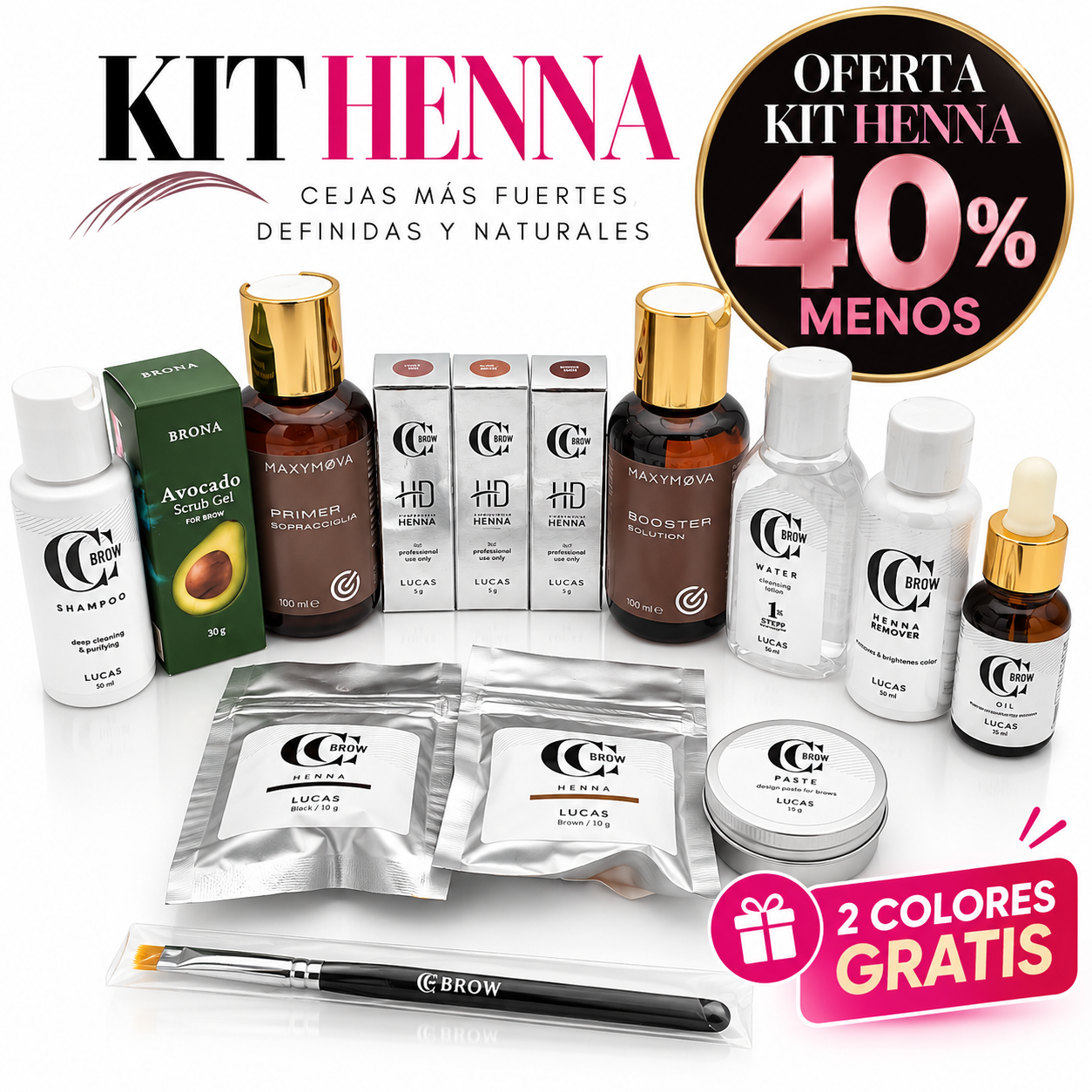 ¡OFERTA 40% OFF! Kit Henna Premium Cejas Divaslashes - (HENNA-001)