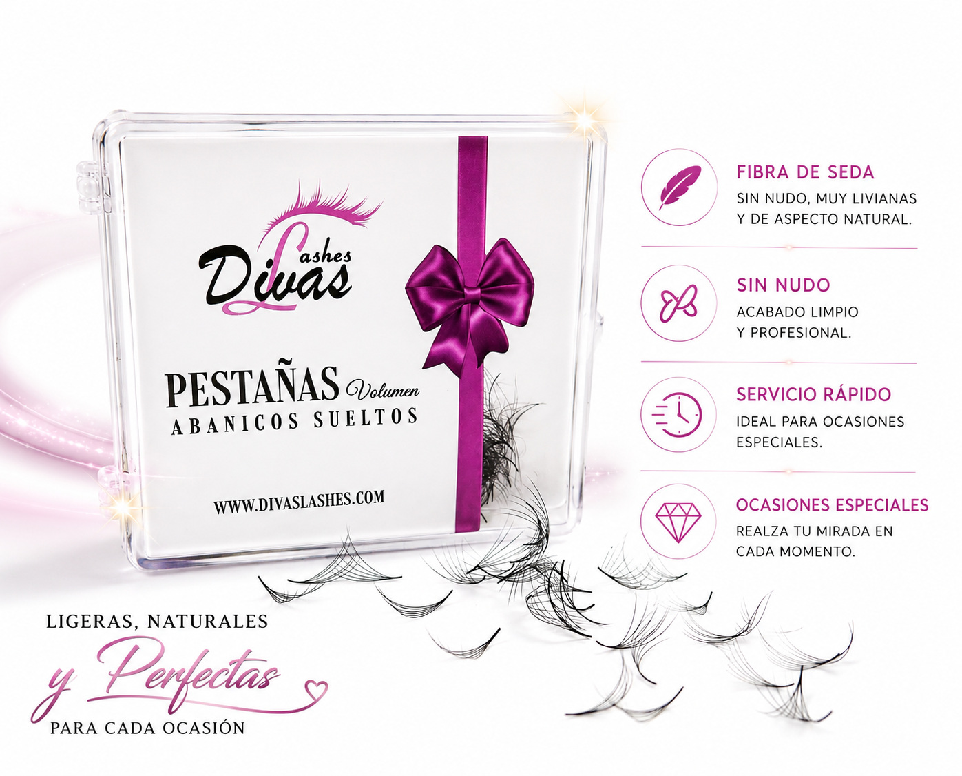 Pestañas Volumen Agrupadas 6D, 8D y10D (500 grupos en cada caja)