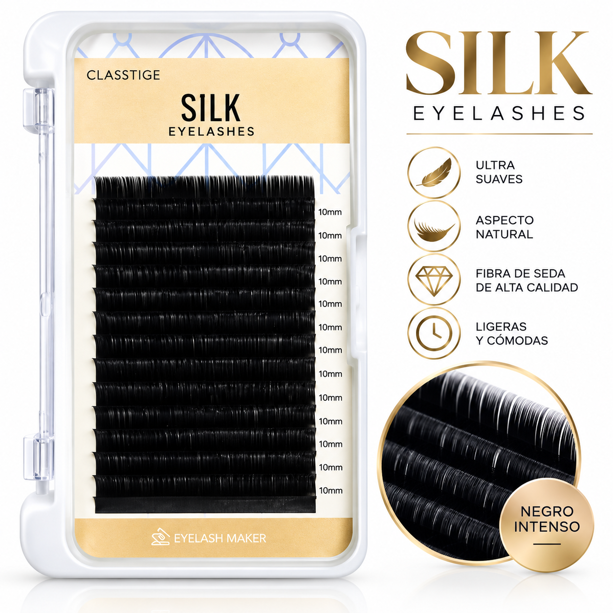 Pestañas SILK 16 líneas (Volumen Russian) - Textura sedosa y agradable