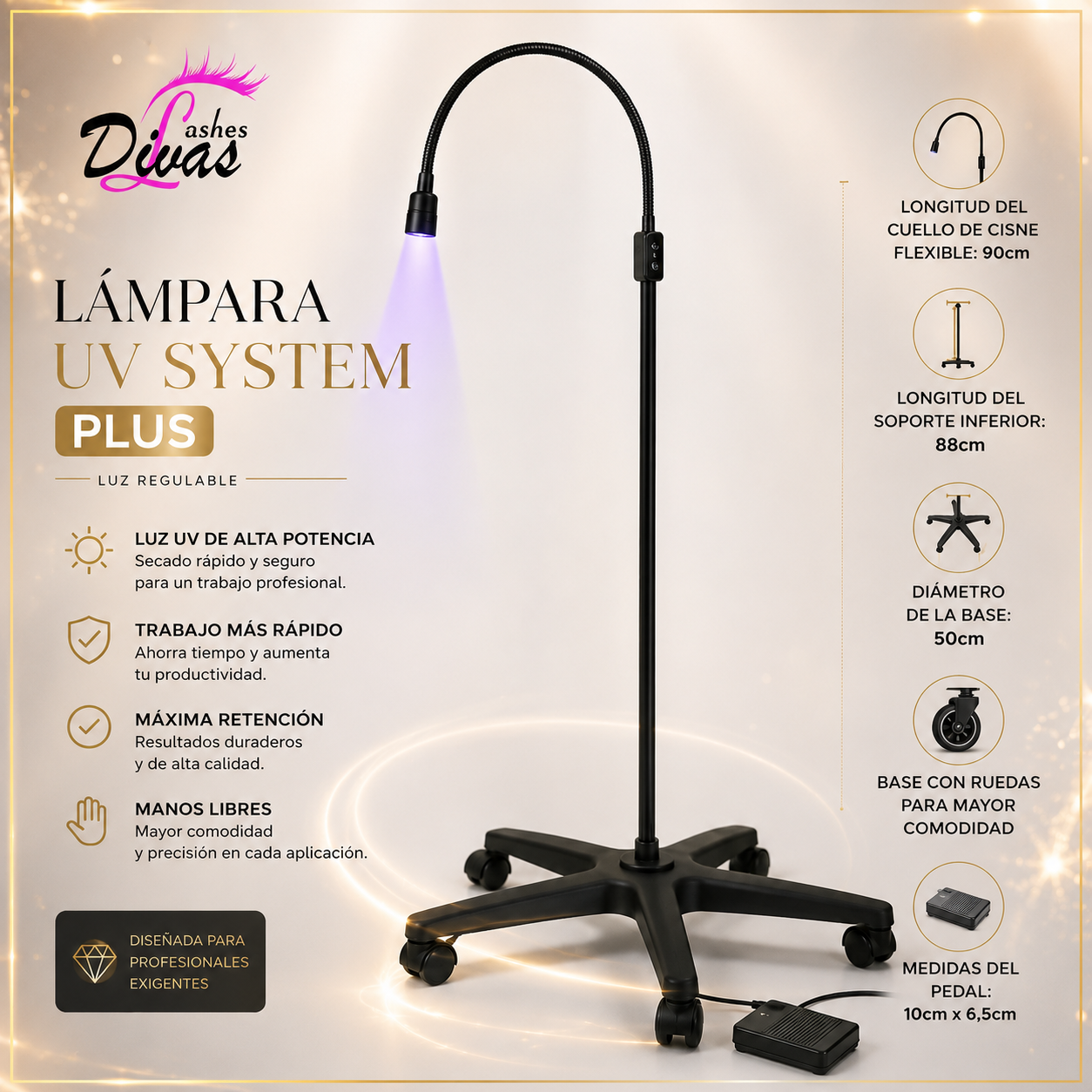 Lámpara UV System Plus - Extensiones de pestañas con luz regulable UV (20% descuento) - Y KITS