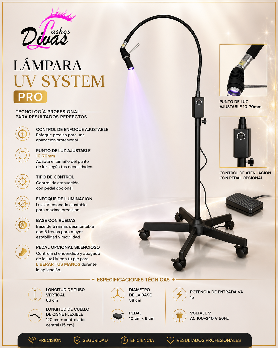 Lámpara UV System Pro - Extensiones de pestañas con luz UV (20% descuento) - y Kits