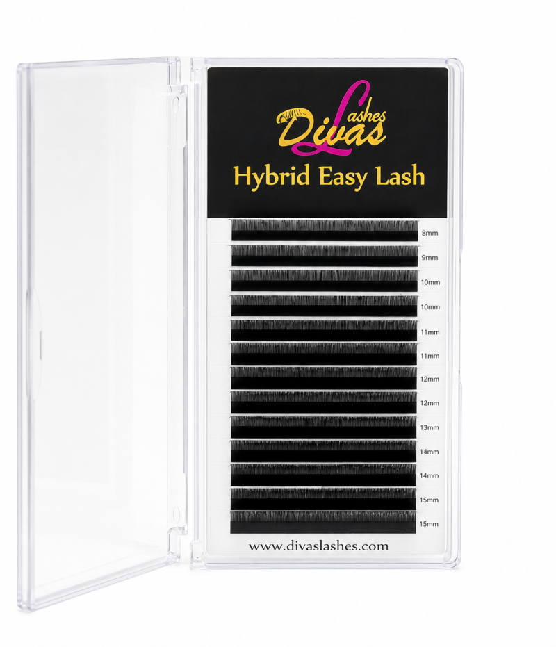 Pestañas Tecnológicas Hybrid Easy Lash 4D grosor 007 talla 14 curva D - 12 Líneas (¡¡¡CAJA ESTALLADA!!!)