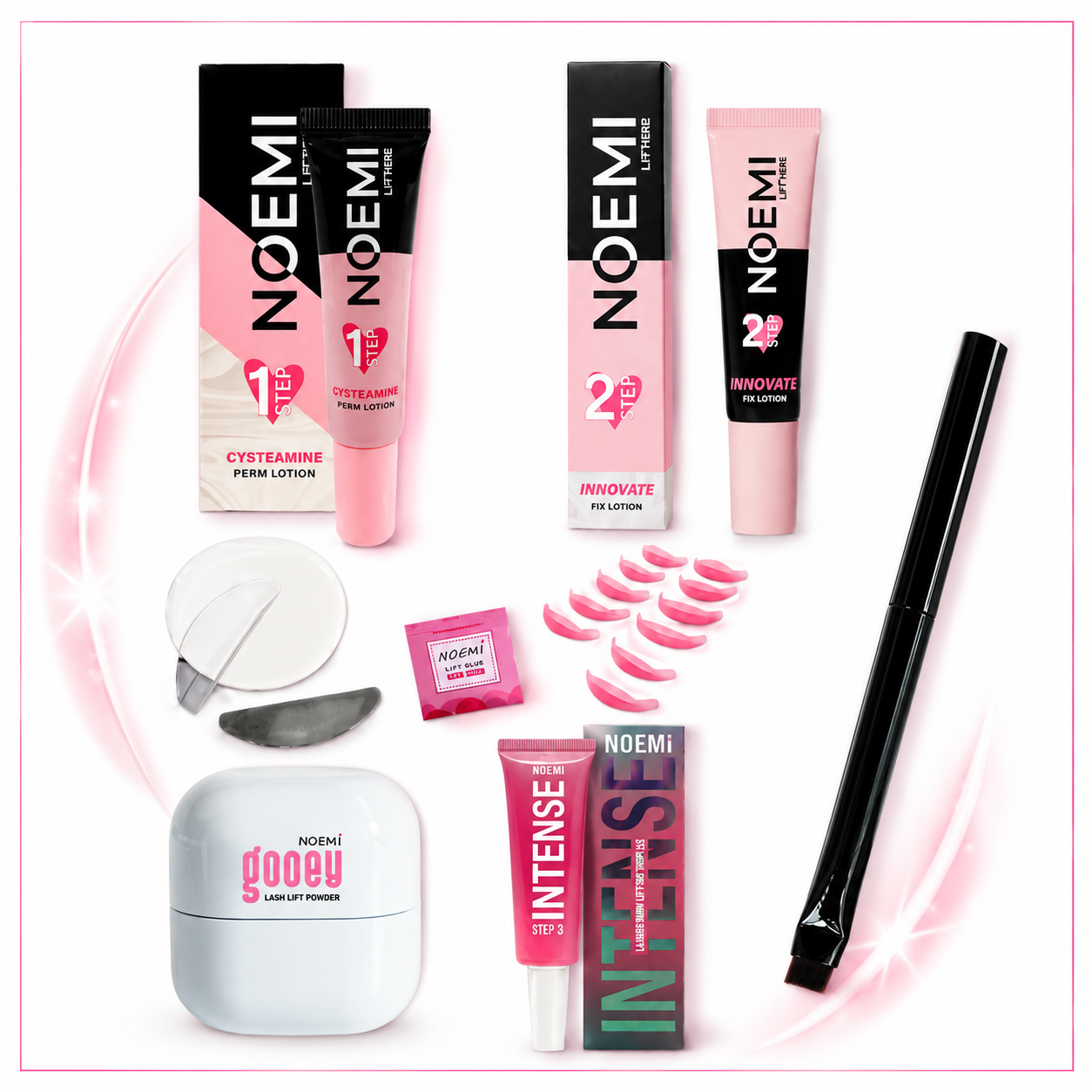 Kit lifting coreano de pestañas y cejas NOEMI - con cisteamina y con Intense step 1.5 (KIT-NOEMI-002)