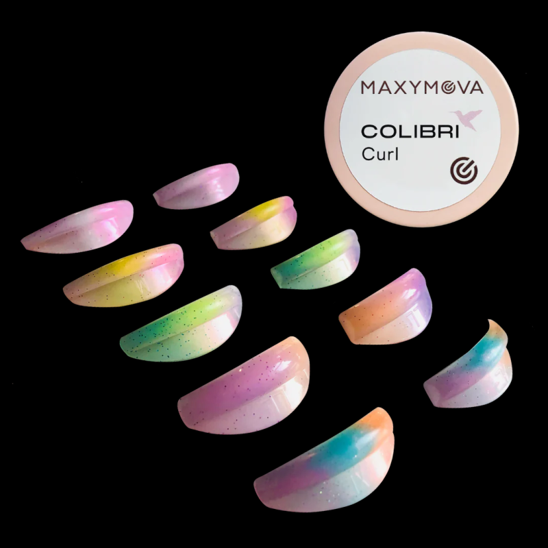 Protectores de silicona NOT GLUE para rizar pestañas MAXYMOVA COLIBRI CURL: 5 pares (S-M-L-XL-LL)