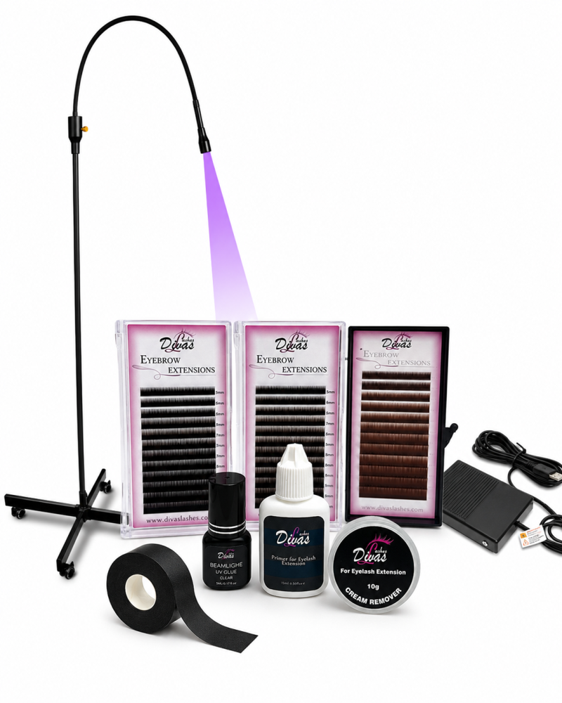 KIT Extensiones de Cejas 3D con pegamento y Uv lamp. (Nuevo)