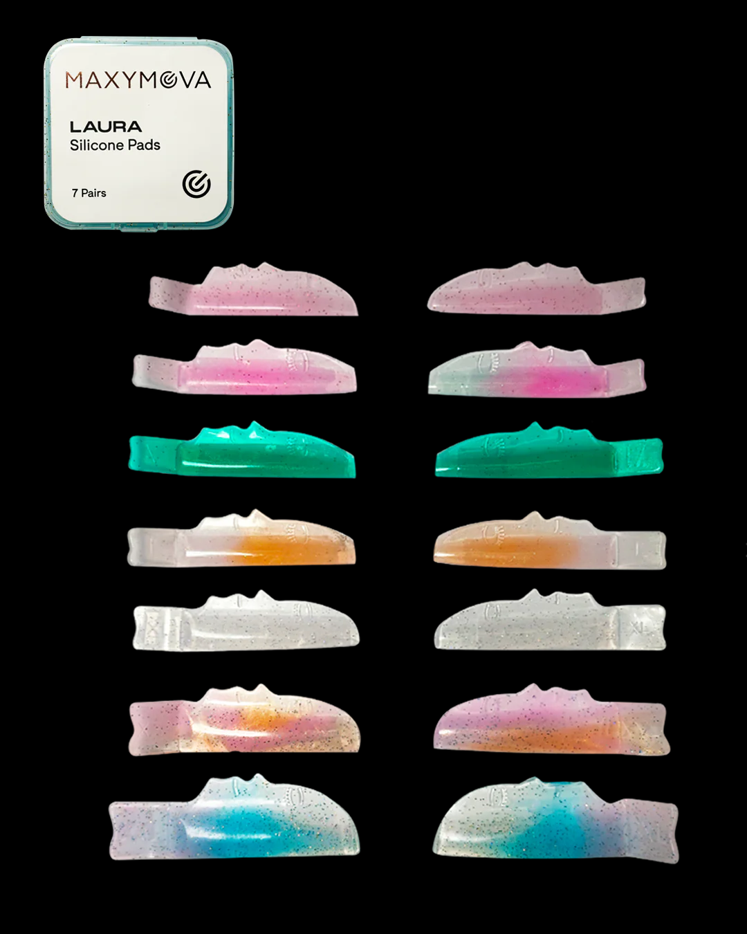 Moldes MAXYMOVA LAURA NOT GLUE de silicona LU Curl - 7 pares (SS, S, M, L, XL, XXL, 3XL) (MAXY-023-A-MOLDES LAURA NOT GLUE)