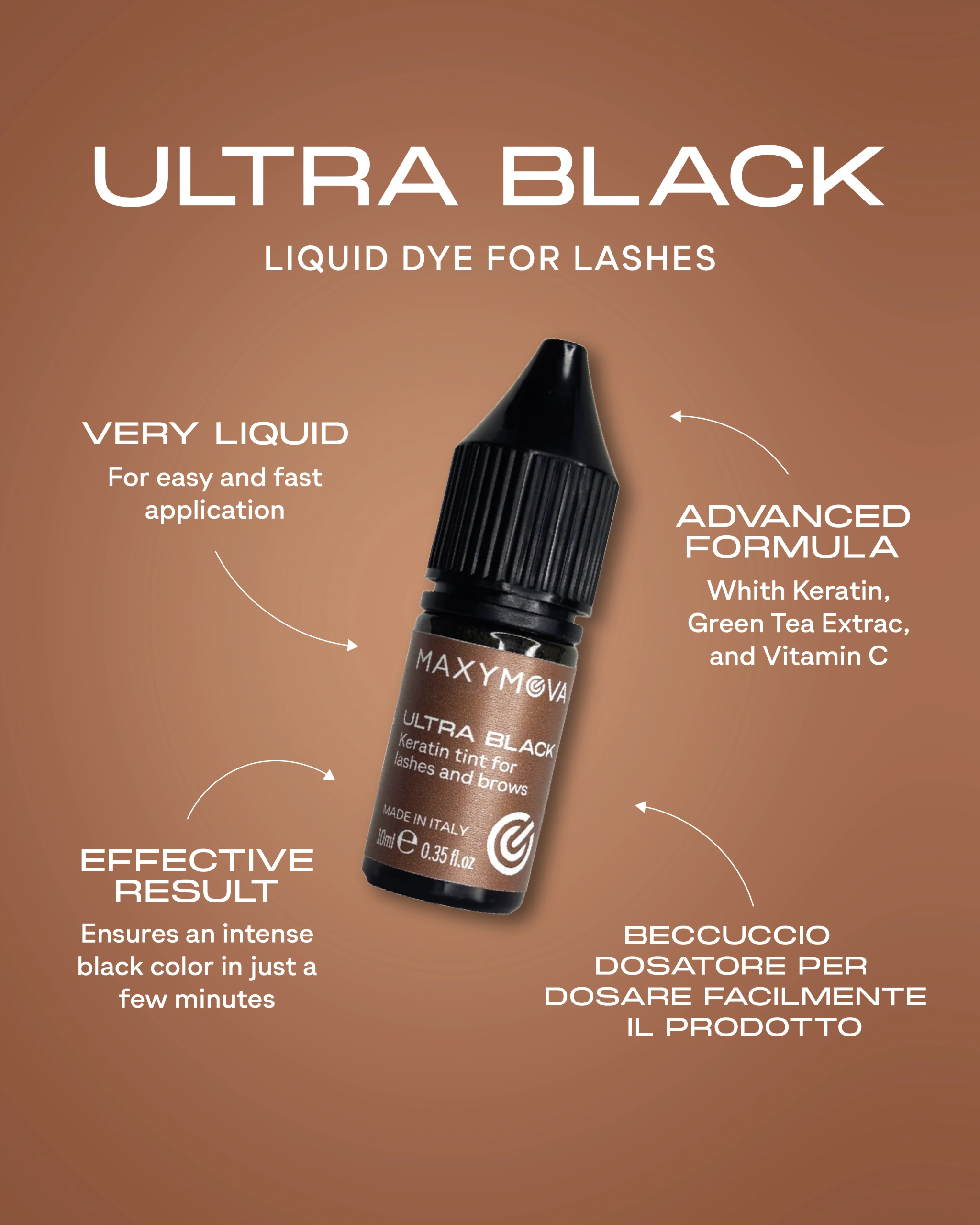 ¡NUEVO! Tinte y oxidante líquido para pestañas y cejas Ultrablack con queratina - MAXYMOVA